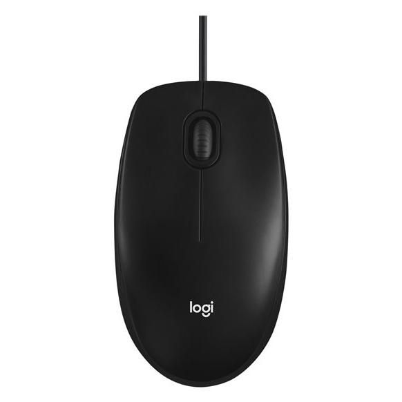 Logitech M100 Mouse - Full Size - Right-Handed and Left-Handed - Optical - 3 Buttons - Wired - USB - Black