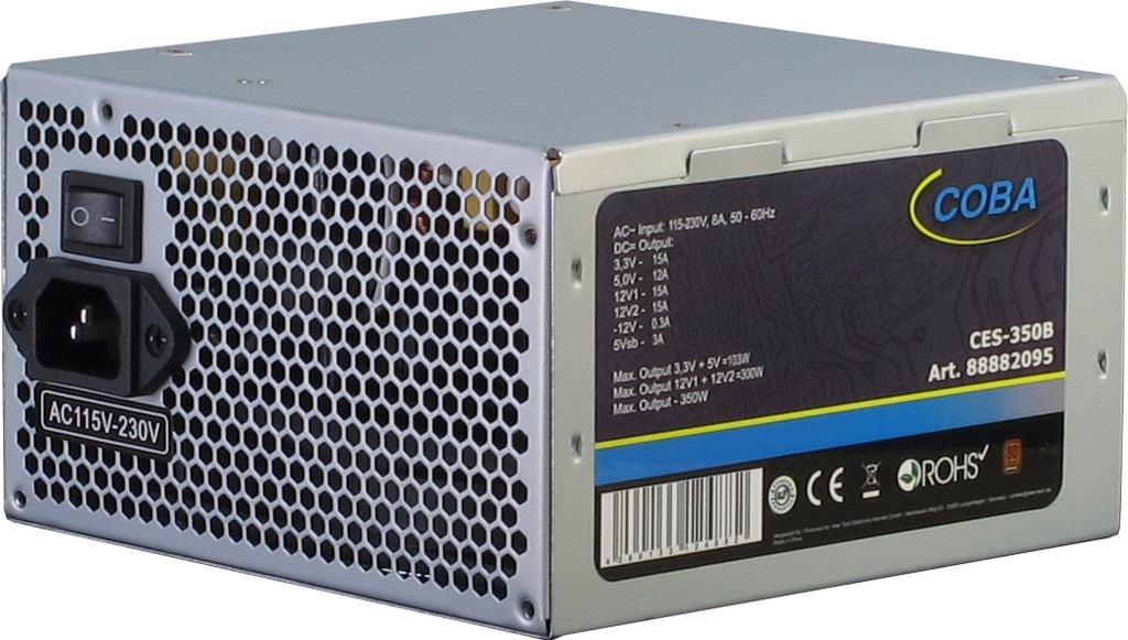 Inter-Tech Coba CES-350B 350W ATX Power Supply Unit, Silver