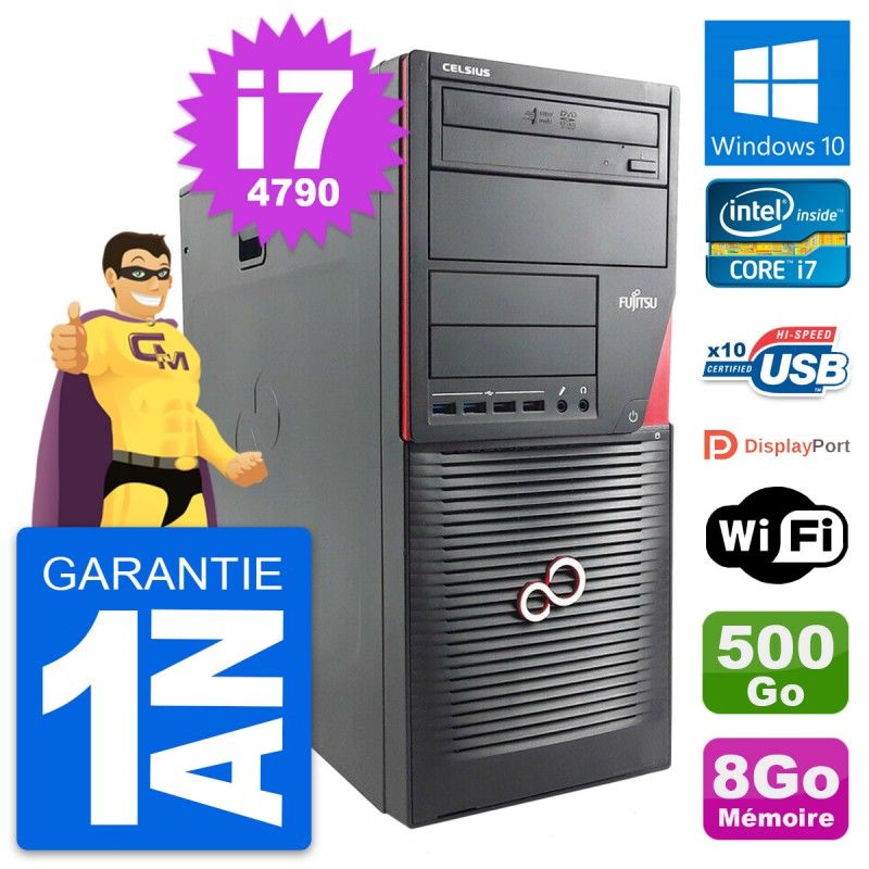 Fujitsu Celsius W530 PC - Intel i7-4790, 8GB RAM, 500GB HDD, Windows 10, WiFi