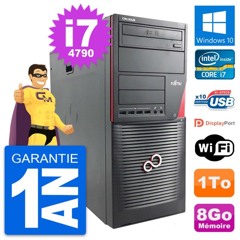 Fujitsu Celsius W530 MT - Core i7-4790, 8GB RAM, 1TB HDD, Windows 10, WiFi