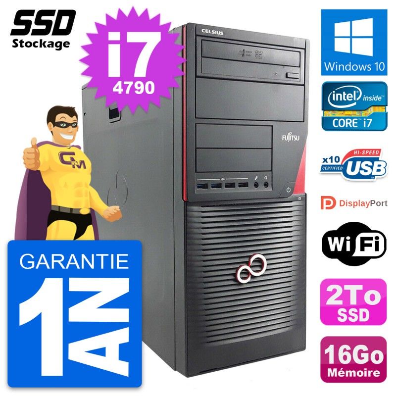 Fujitsu Celsius W530 MT Core i7-4790 16GB RAM 2TB SSD Windows 10 Wifi PC