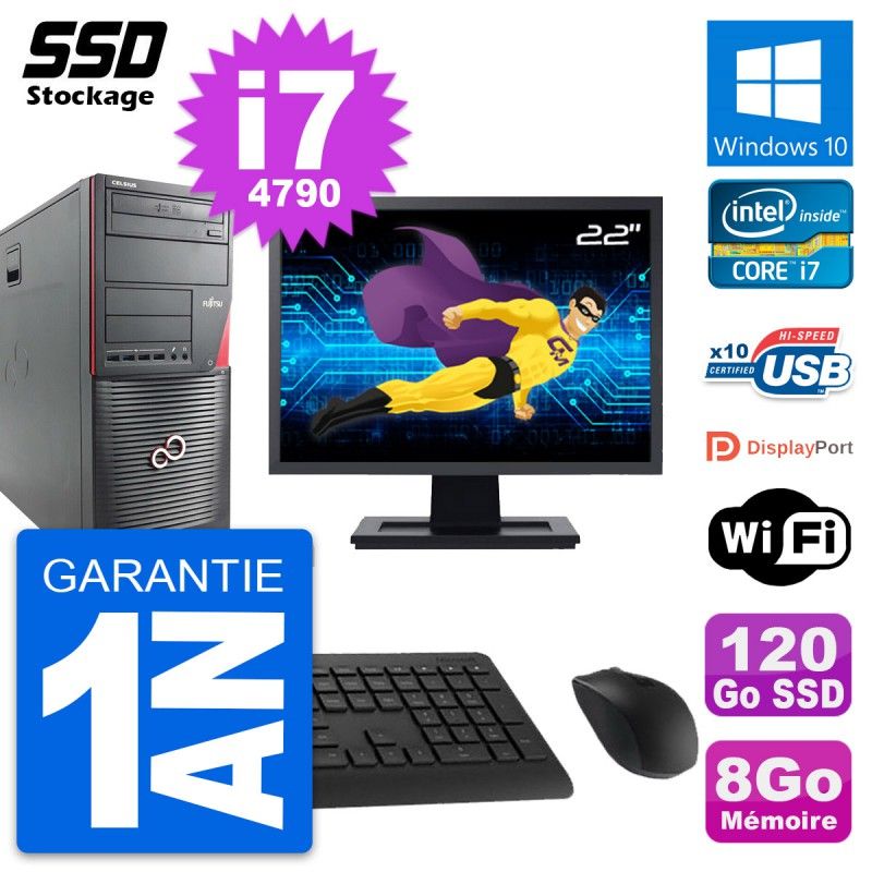 Fujitsu W530 MT 22-inch Laptop - Core i7-4790, 8GB RAM, 120GB SSD, Windows 10, WiFi