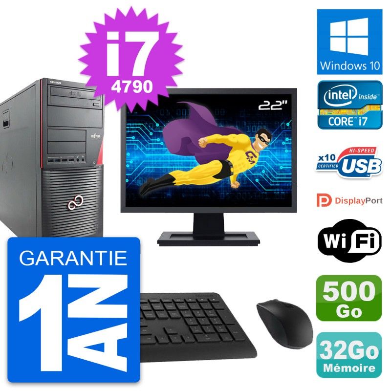 Fujitsu W530 MT 22-Inch Laptop - i7-4790, 32GB RAM, 500GB HDD, Windows 10, WiFi