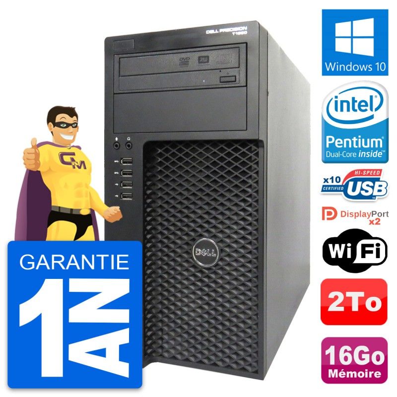 Dell Precision T1650 MT Desktop PC - Intel G2020, 16GB RAM, 2TB HDD, Windows 10, WiFi
