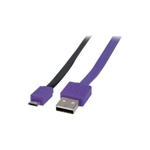 Câble USB IC Intracom Manhattan - Micro-USB de type B (M) vers USB (M) - USB 2.0 - 1 m - moulé, plat - violet/noir