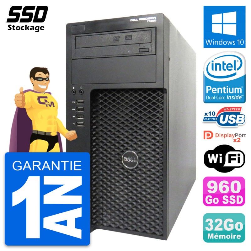 Dell Precision T1650 MT Desktop Computer | Pentium G2020 | 32GB RAM | 960GB SSD | Windows 10