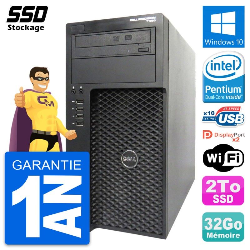 Dell Precision T1650 MT Desktop Computer | Pentium G2020 | 32GB RAM | 2TB SSD | Windows 10