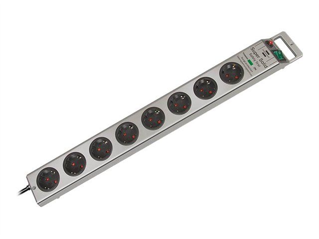 Brennenstuhl Super-Solid Line Surge Protector - 8 Output Connectors, Silver
