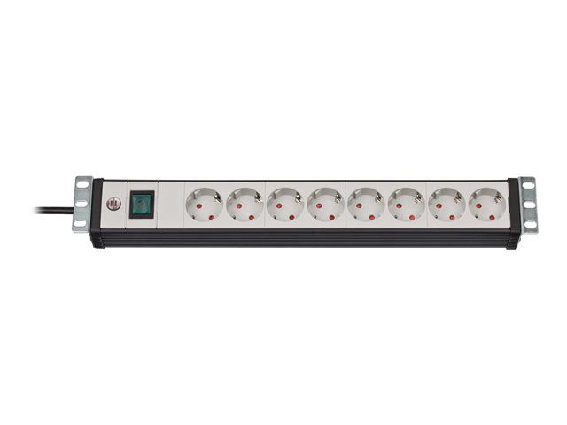 Brennenstuhl Premium-Line Circuit Breaker - Rack Mountable, 8 Output Connectors, 1.5U, 19", 3m Cable, Black/Light Grey