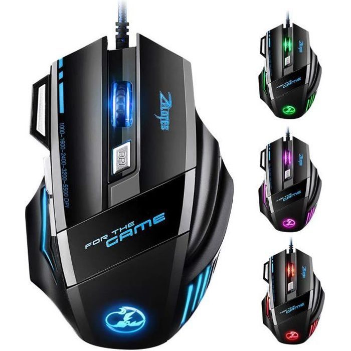 Souris de jeu CHANGM à LED optique 5500 DPI avec 7 boutons