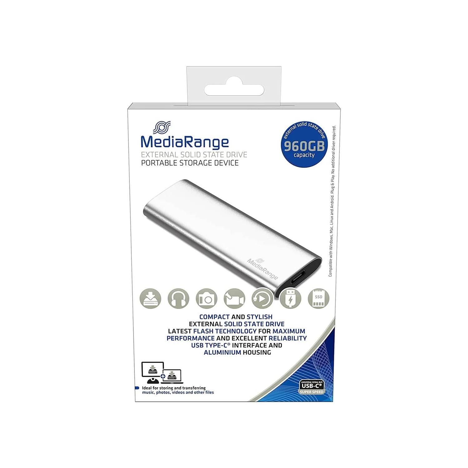 MediaRange MR1103 - 960GB SSD - Portable External Drive - USB 3.2 Gen 2 (USB-C)