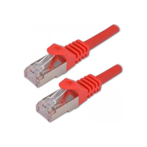 Cable de conexión MCL SAMAR RJ-45 (M) a RJ-45 (M) - 20 m, 6.2 mm, SFTP, CAT 7, sin halógeno y sin gancho - Rojo