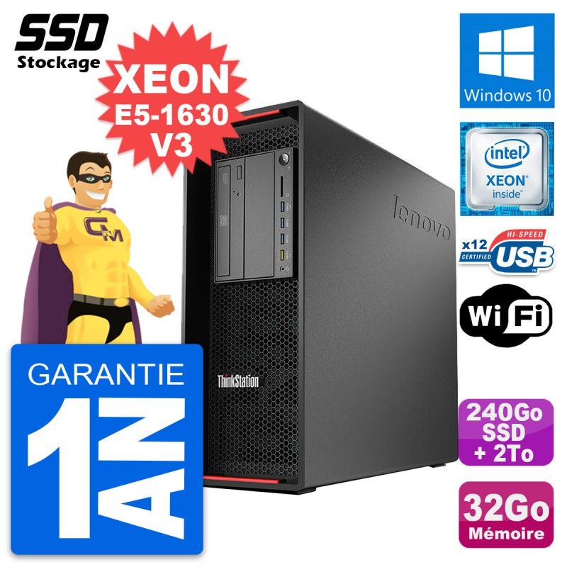 Lenovo WorkStation P500 - Intel Xeon E5-1630V3, 32GB RAM, 240GB SSD + 2TB HDD, NVIDIA Quadro K2200, Windows 10
