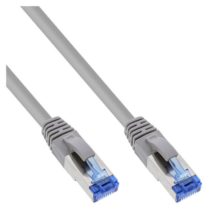 INTOS ELECTRONIC CAT 6a SFTP Cable, 1m, RJ-45 (M) to RJ-45 (M), Halogen-free, Grey