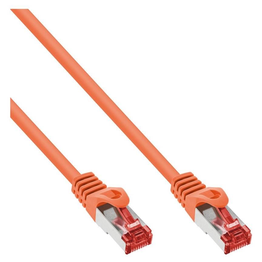 INTOS ELECTRONIC CAT 6 SSTP Shielded Twisted Pair Cable, 50 cm, RJ-45 (M) to RJ-45 (M), Orange
