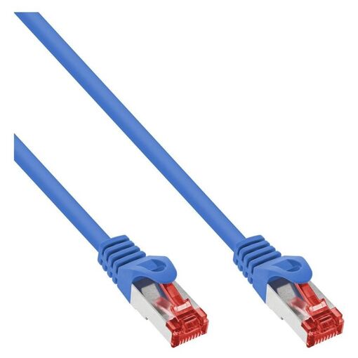 Câble en paire torsadée SSTP CAT 6 INTOS ELECTRONIC, 2m, RJ-45 (M) vers RJ-45 (M), Bleu