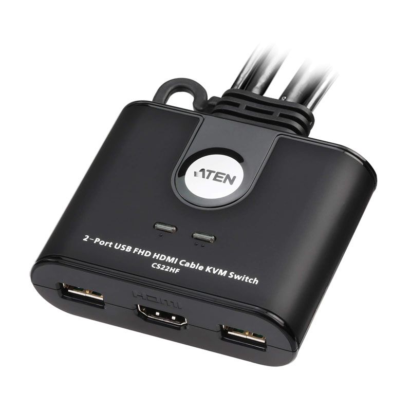 ATEN CS22HF - USB Screen, Keyboard, Mouse Switch - 2 x KVM/USB - 1 Local User - Desktop