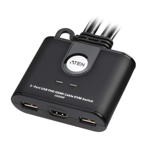 Conmutador ATEN CS22HF - Pantalla, teclado y mouse USB - 2 x KVM/USB - 1 usuario local - Escritorio