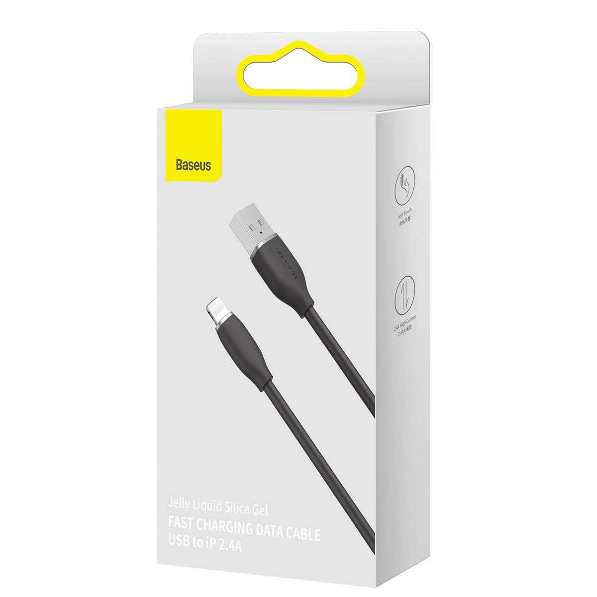 Baseus Lightning Cable, 2.4A, 1.2m, Black Jelly Silica Gel