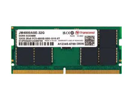 Transcend JetRAM DDR5 Module - 16GB - SO-DIMM 262-Pin - 4800MHz / PC5-38400 - 1.1V - Buffered - On-die ECC