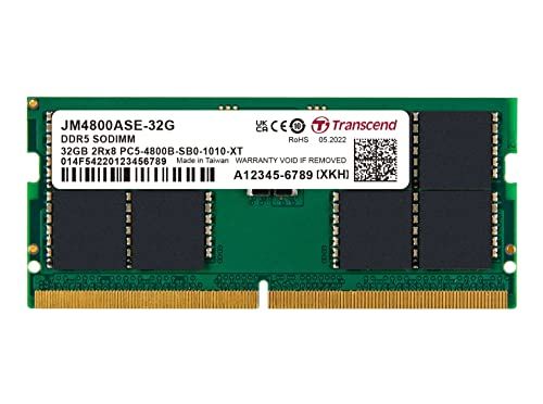 Transcend JetRAM - DDR5 Module - 32GB - SO-DIMM 262-pin - 4800MHz / PC5-38400 - CL40 - 1.1V - Buffered Memory - On-die ECC