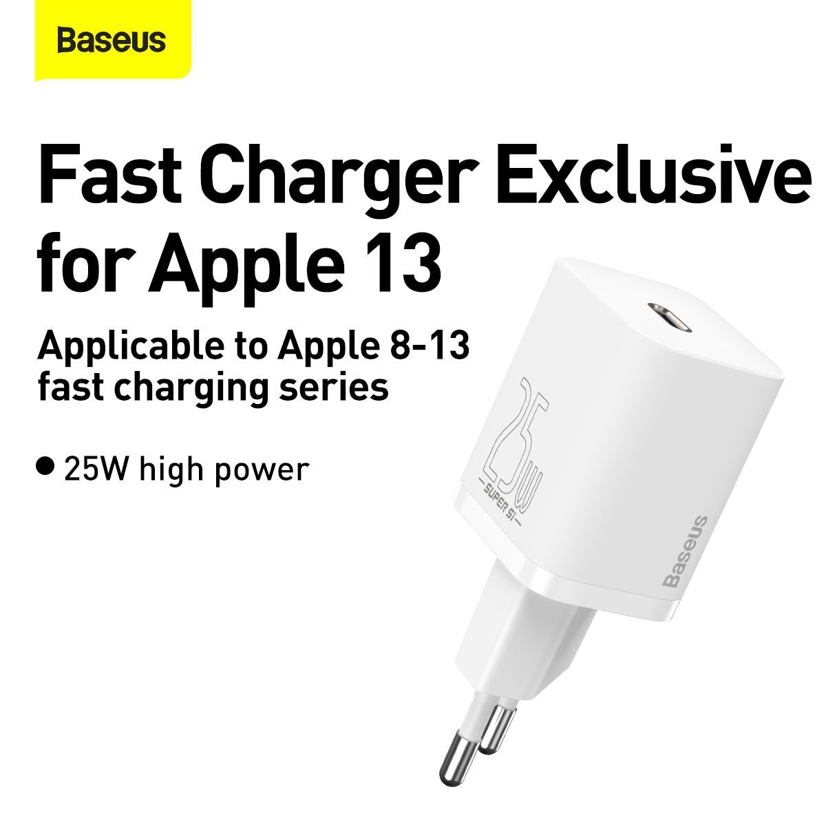Baseus Super Si 1C QC Travel Charger Set (White, Mini White Cable Type-C to Type-C 3A 1m)