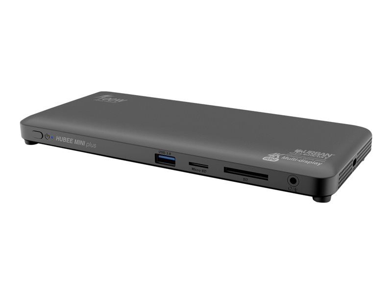 Urban Factory HUBEE mini Plus - Laptop Docking Station - USB-C 3.1 Gen 2 - 12-port - HDMI, 2xDP - Gigabit Ethernet - 130W