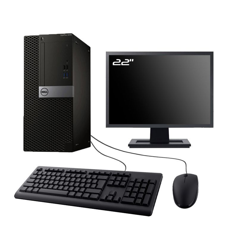 Dell OptiPlex 5040 MT Desktop Computer - 22" Screen, Intel i3-6100, 8GB RAM, 480GB SSD, Windows 10, WiFi