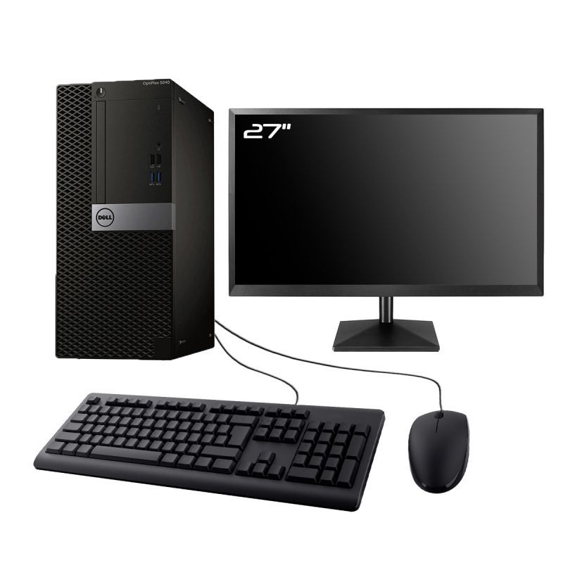 Dell OptiPlex 5040 MT Desktop Computer, 27" Screen, Intel i3-6100, 32GB RAM, 500GB HDD