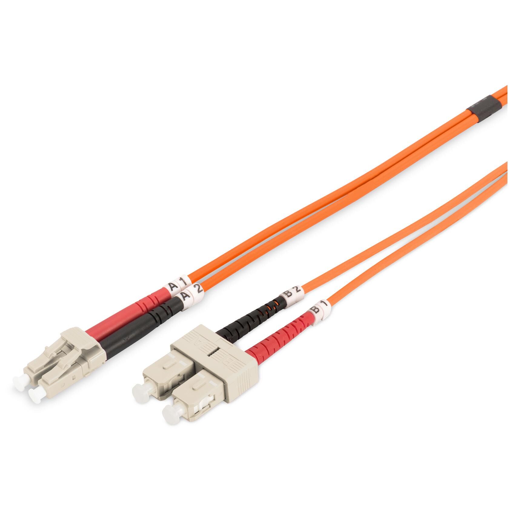 Digitus LC Multi-Mode (M) to SC Multi-Mode (M) Fiber Optic Cable - 5m - 50/125 Microns - OM2 - Halogen-Free - Orange