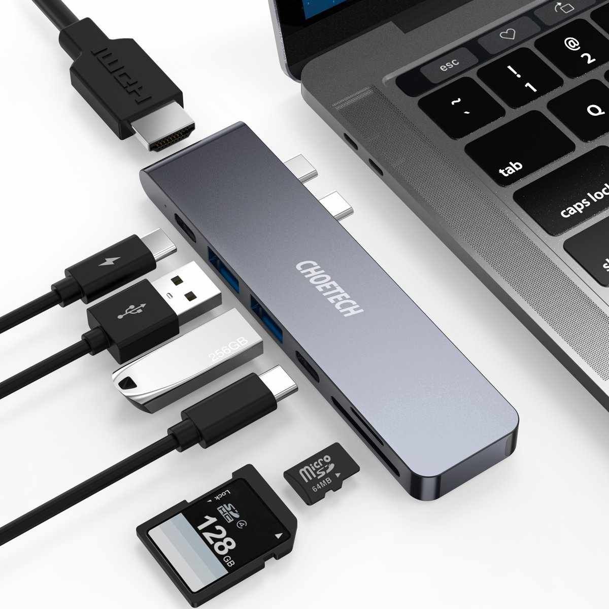 Adaptador concentrador USB-C 7 en 1 Choetech para MacBook Pro