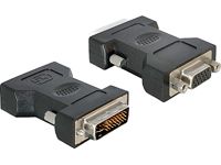 Delock VGA to DVI Adapter (15-pin M to 24+5-pin DVI-I F), Black