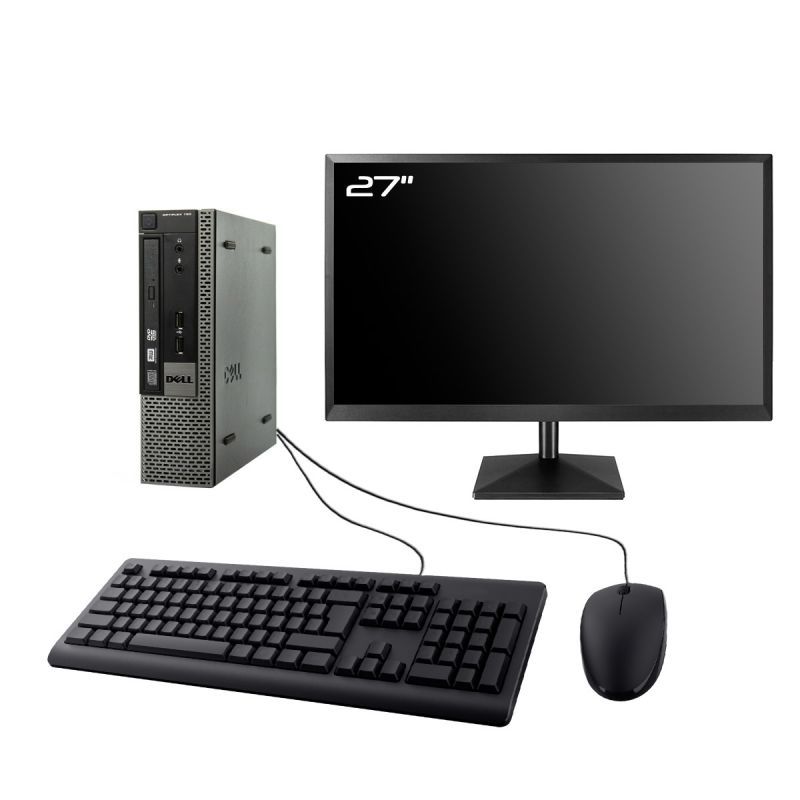 Dell Optiplex 790 USFF Computer, 27" Screen, Intel I3-2100, 8GB RAM, 500GB HDD, Windows 10, WiFi