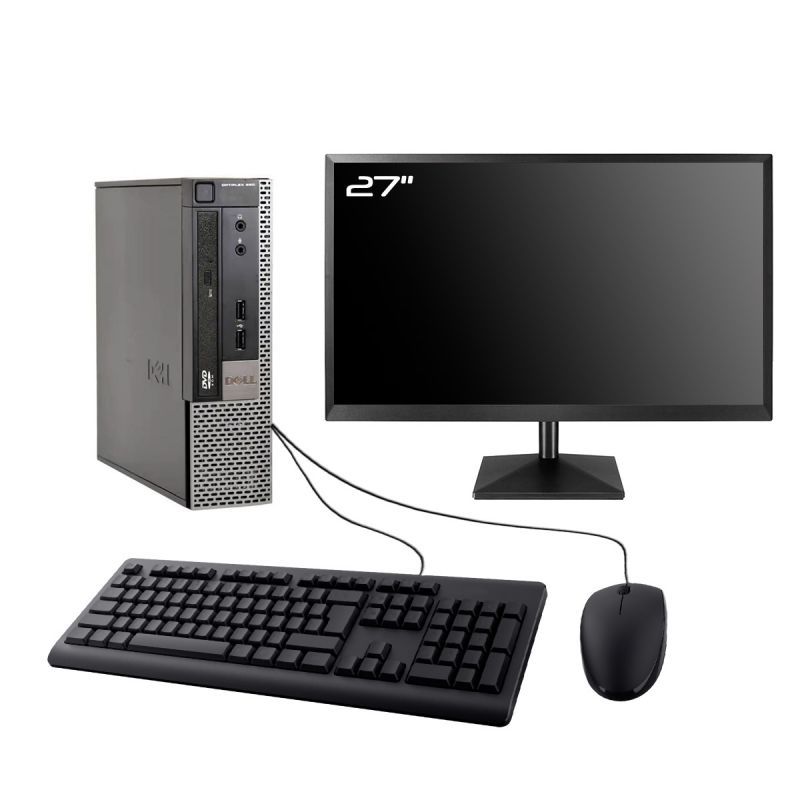 Dell Optiplex 990 USFF Computer, 27" Screen, Intel i5-2400, 16GB RAM, 480GB SSD, Windows 10, WiFi