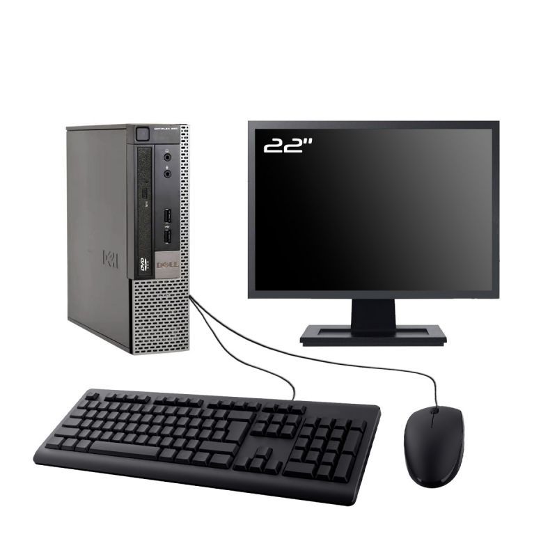 Dell Optiplex 990 USFF PC - 22" Screen, Intel i7-2600, 8GB RAM, 240GB SSD, Windows 10