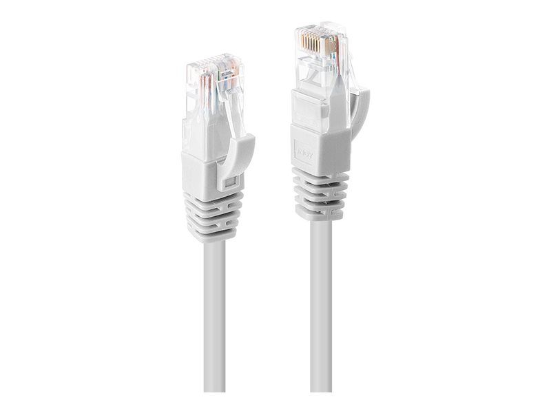 Cable de conexión Lindy RJ-45 a RJ-45 - 1 m - UTP CAT 6 - Moldado, sin gancho, bloqueado - Blanco