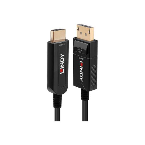 Lindy DisplayPort to HDMI Adapter Cable - 10m Hybrid Copper/Optical Fibre - Black