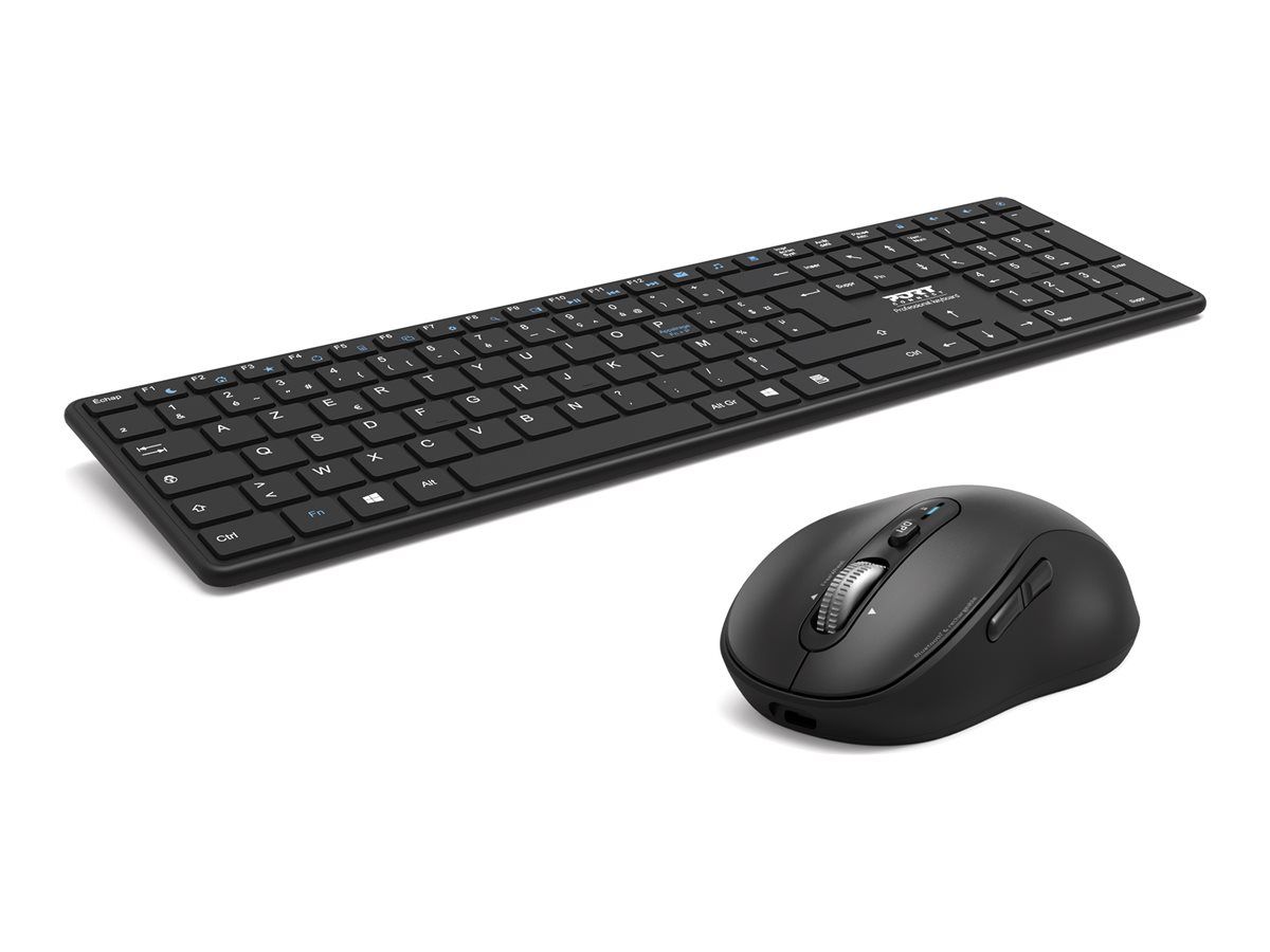 Kit inalámbrico de teclado y ratón PORT Connect - Paquete Ejecutivo Profesional (Bluetooth 5.2, AZERTY)