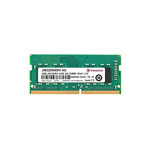 Transcend JetRAM 4GB DDR4 Module (260-Pin SO DIMM, 3200MHz, PC4-25600, CL22, 1.2V, Unbuffered, Non-ECC)