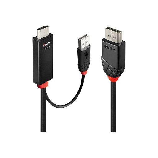 Lindy HDMI to DisplayPort Adapter Cable - 1m, Active, Black