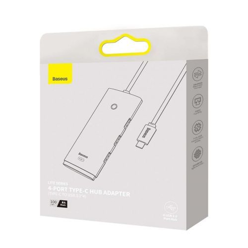Hub Baseus Lite Serie 4 en 1 USB-C a 4x USB 3.0 + 1x Tipo-C 15W