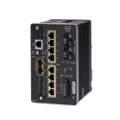 Cisco Catalyst IE3200 Rugged Series Switch - 8 x 10/100/1000 (PoE+) + 2 x Gigabit SFP - DIN Rail Mount - 240W PoE - DC Power