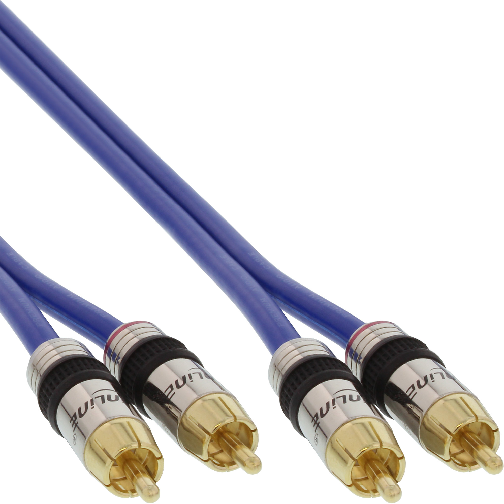 INTOS ELECTRONIC InLine Premium Audio Cable - 50cm Coaxial Double Shielded RCA Male to RCA Male - Blue
