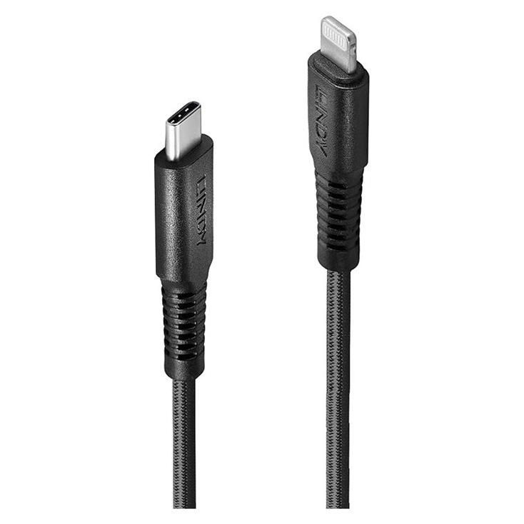 Cable Lindy Lightning, 3 m, USB-C a Lightning, Negro
