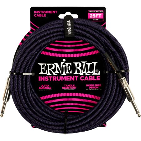 Ernie Ball 6397 Cable Jack/Jack - 7.62m Black and Purple