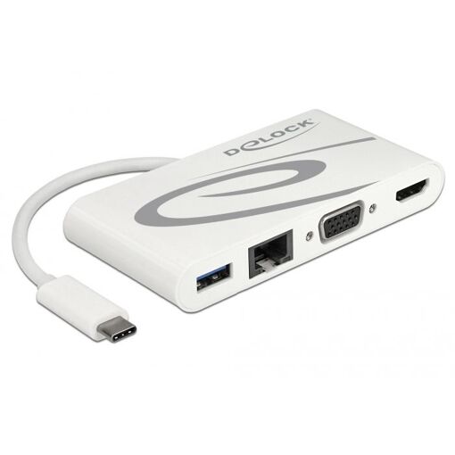 Station d'accueil Delock USB-C Type-C 3.2 Gen 1, Gris/Blanc