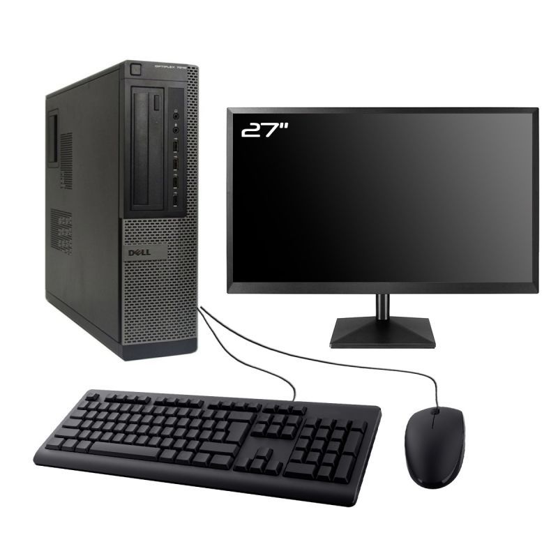 Dell Optiplex 7010 DT Desktop Computer, 27" Screen, Intel I3-3220, 16GB RAM, 240GB SSD, Windows 10