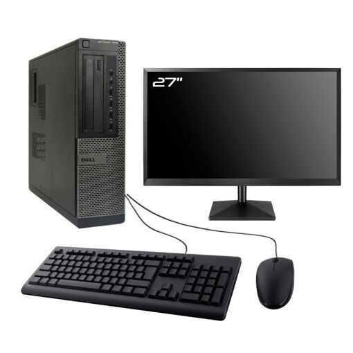 Dell Optiplex 7010 DT Desktop Computer, 27" Screen, Intel I3-3220, 16GB RAM, 240GB SSD, Windows 10