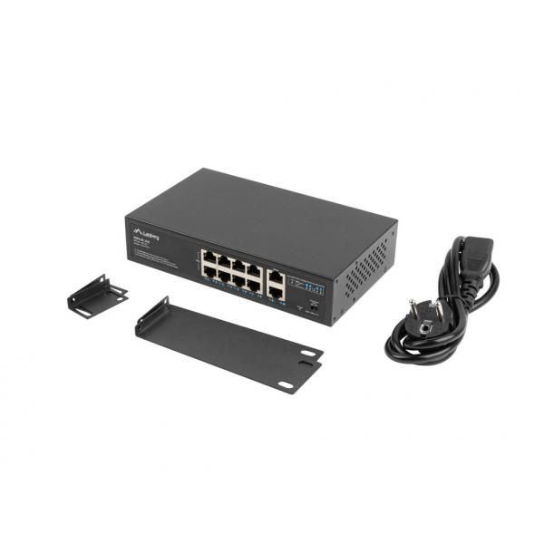 Lanberg RSFE-8P-2GE-120 Gigabit Ethernet Switch (10/100/1000) with PoE, 8 RJ-45 Ports, Black