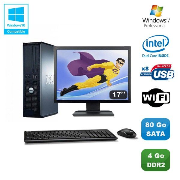 Dell Optiplex 760 DT Desktop PC - Dual Core E5200, 2.5GHz, 4GB RAM, 80GB Hard Drive, WiFi, Windows 7 Pro